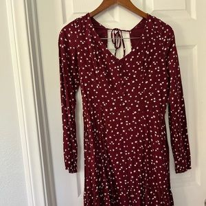 Burgundy Hollister dress with white rose print